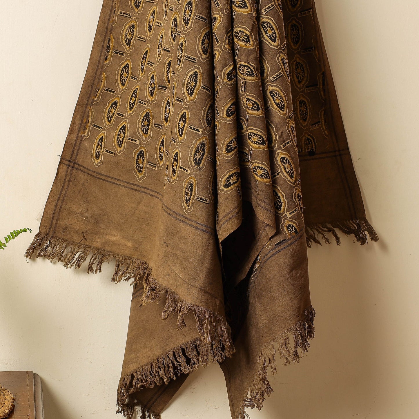 Brown Block Print Cotton Ajrakh Handloom Towel