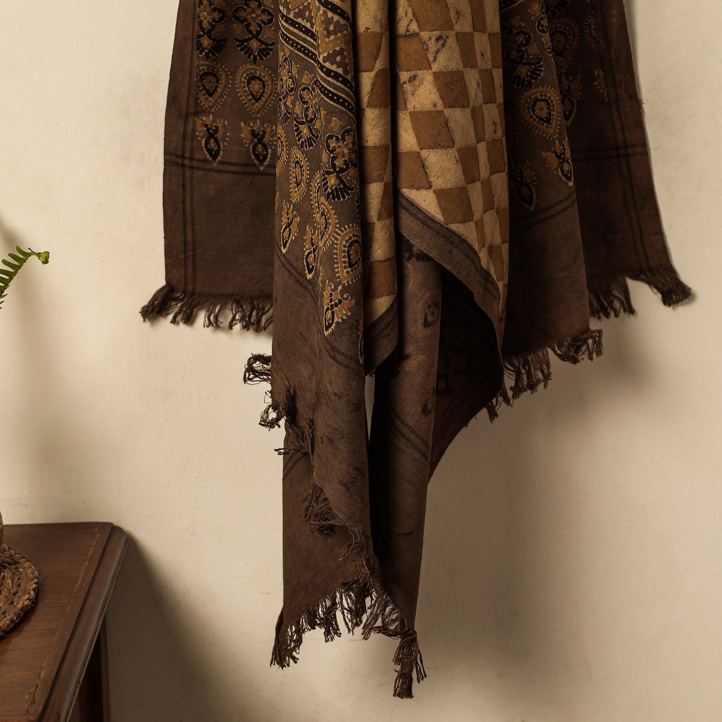 Brown Block Print Cotton Ajrakh Handloom Towel