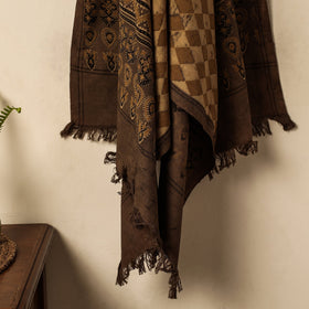 Brown Block Print Cotton Ajrakh Handloom Towel