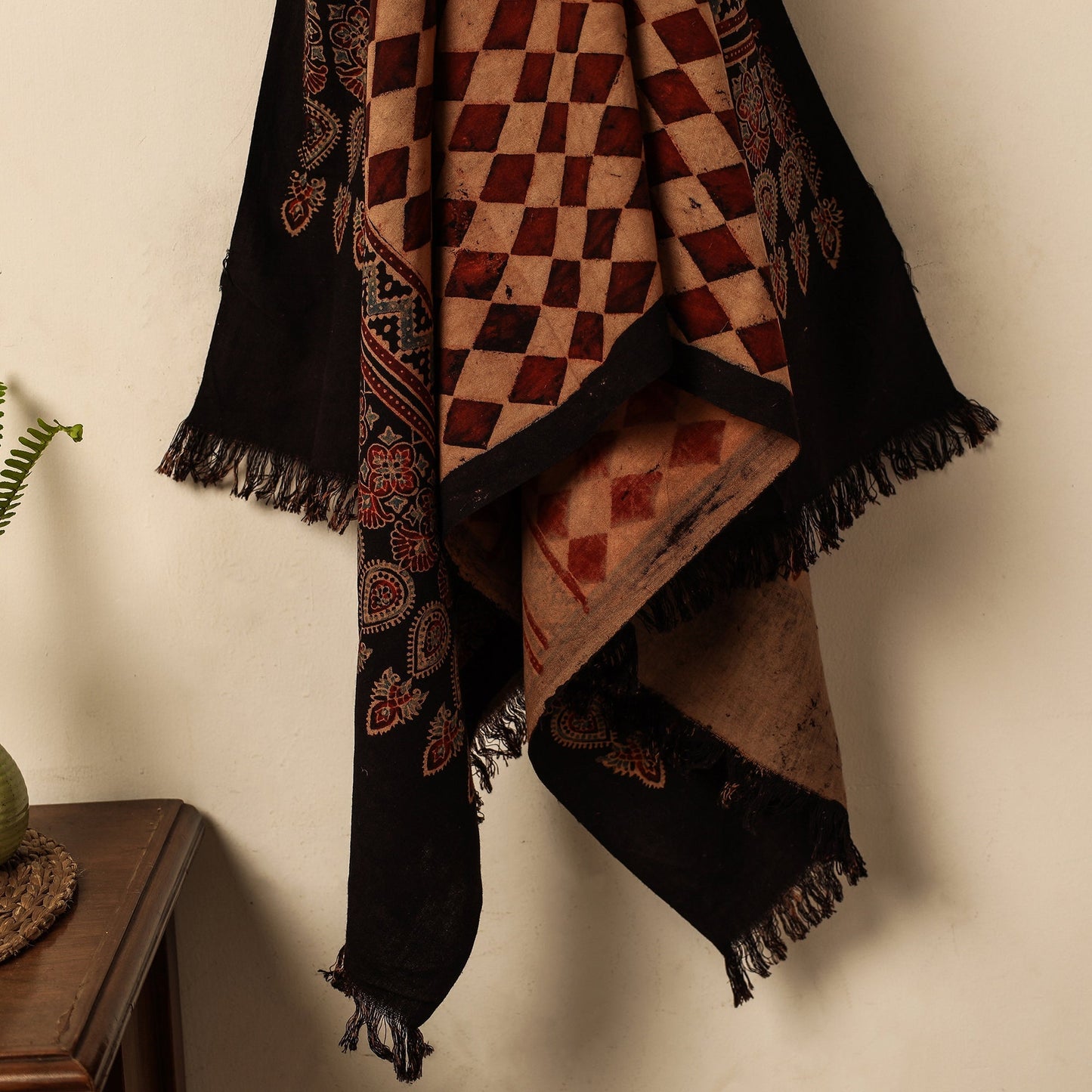 Brown Block Print Cotton Ajrakh Handloom Towel