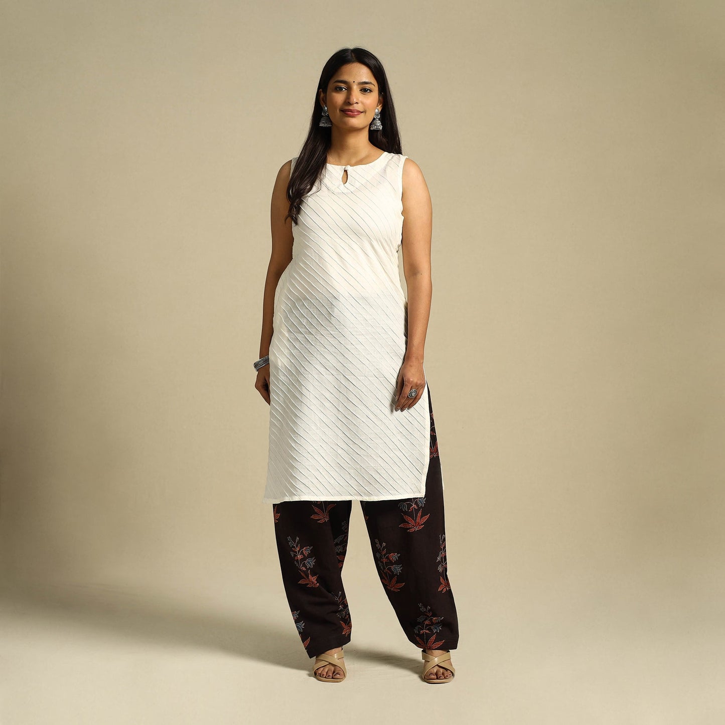 Brown Block Print Cotton Ajrakh Salwar