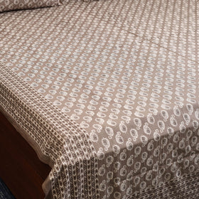 Brown - cotton double sanganeri bed sheet set (108 x 90 in)