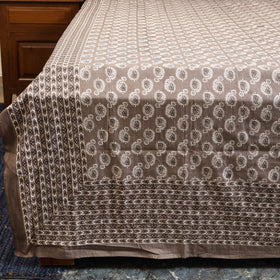 Brown - cotton double sanganeri bed sheet set (108 x 90 in)
