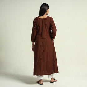 Buy Block Print Cotton A-Line Bagh Kurta For Women