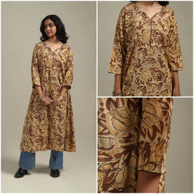 Brown - cotton a-line sanganeri kurta 23 - handcrafted