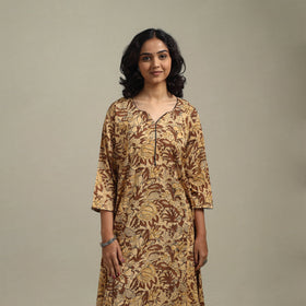 Brown - cotton a-line sanganeri kurta 23 - handcrafted