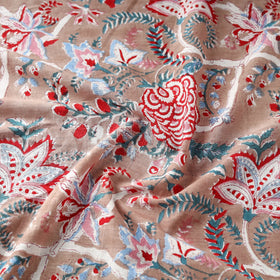 Brown Block Print Cotton Sanganeri Fabric