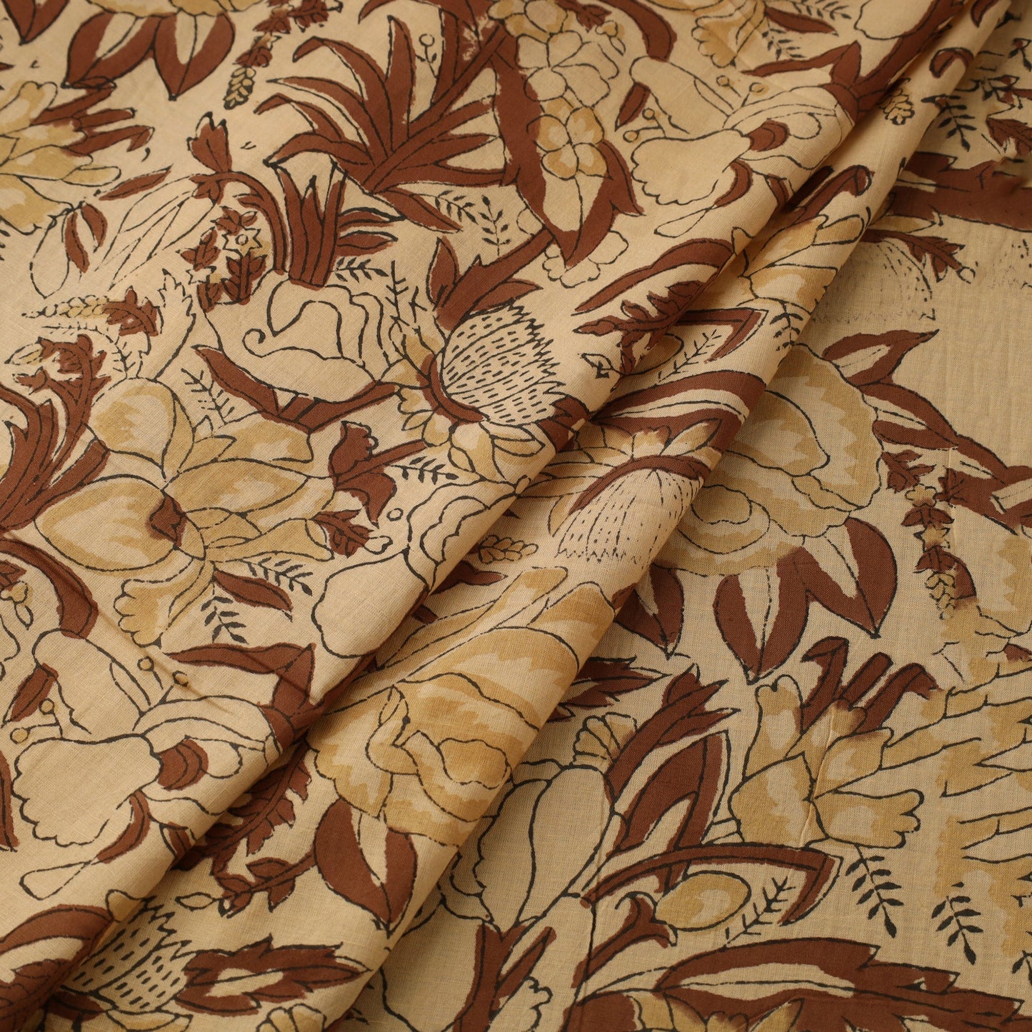Brown Block Print Cotton Sanganeri Fabric