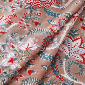 Brown Block Print Cotton Sanganeri Fabric
