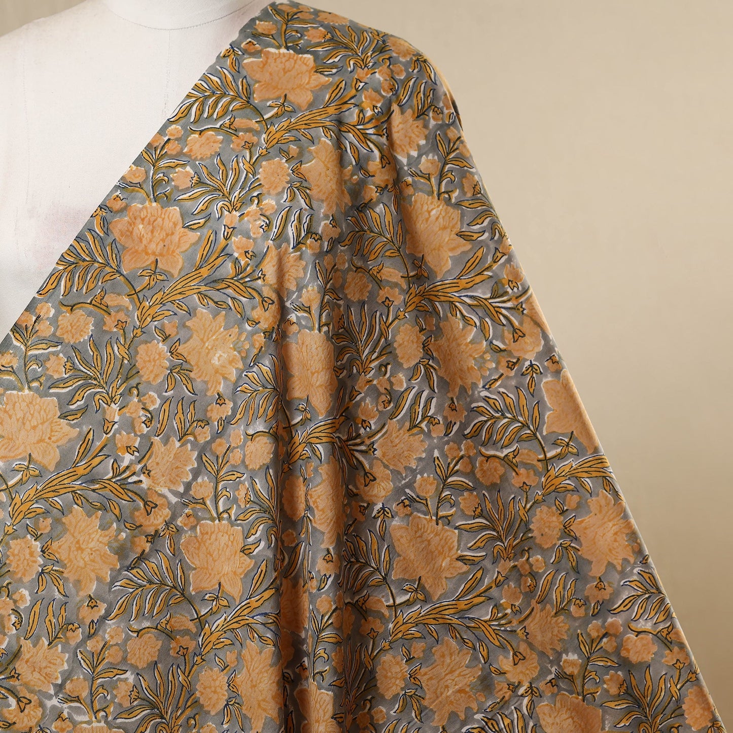 Brown - cotton sanganeri fabric 09 - handcrafted