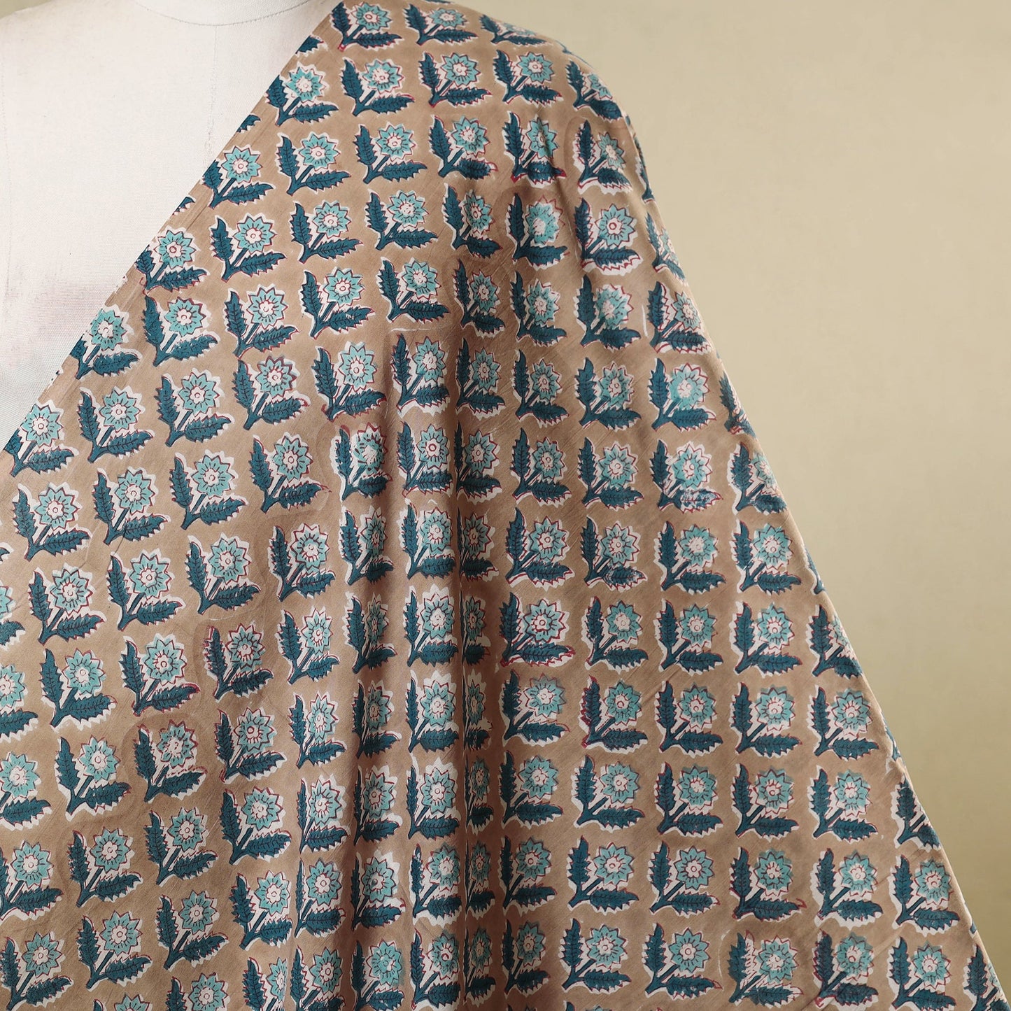 Brown - cotton sanganeri fabric 17 - handcrafted