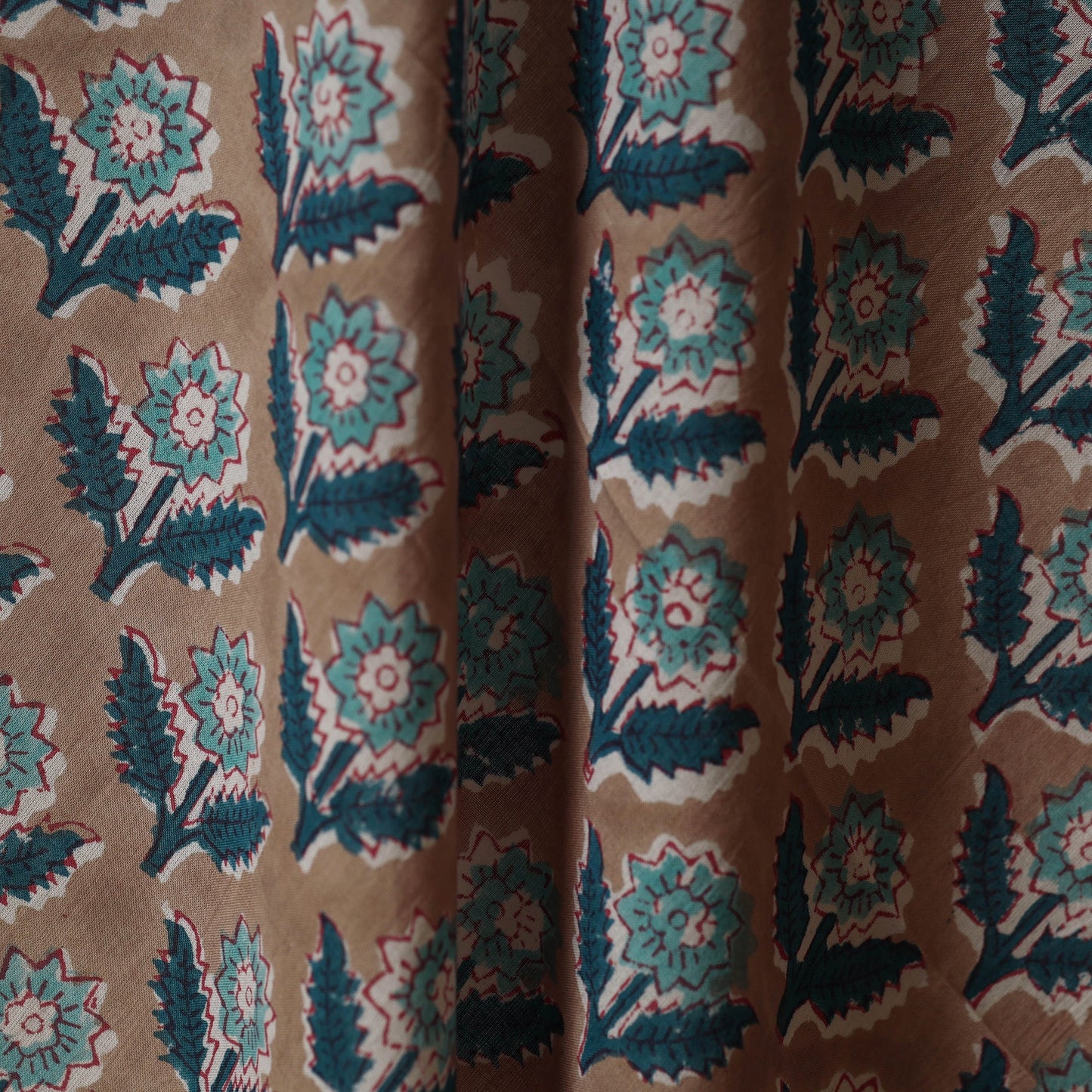 Brown - cotton sanganeri fabric 17 - handcrafted