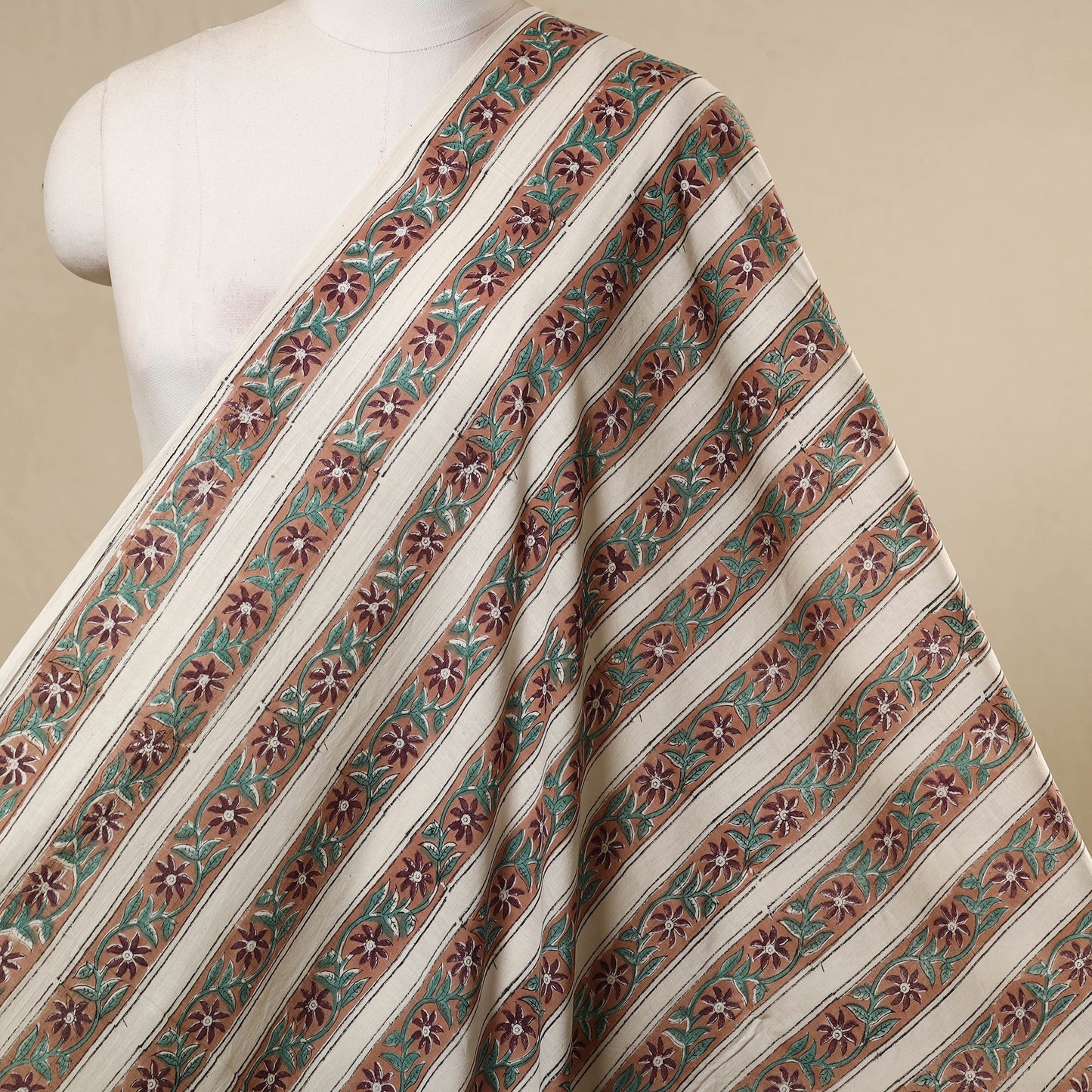 Brown - cotton sanganeri fabric 26 - handcrafted