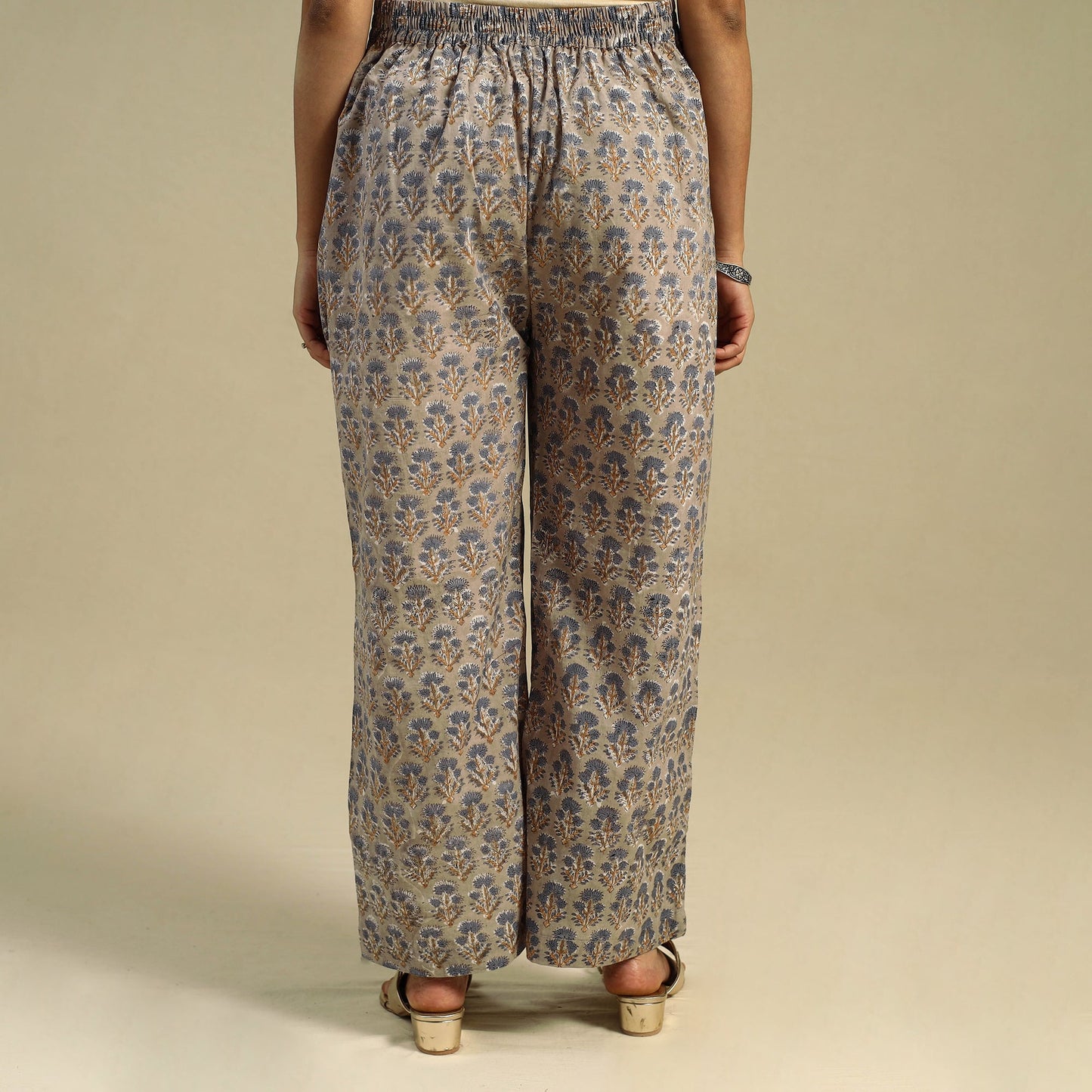 Brown Block Print Cotton Sanganeri Palazzo 