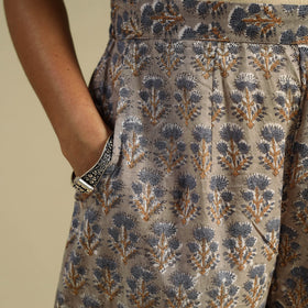 Brown Block Print Cotton Sanganeri Palazzo 