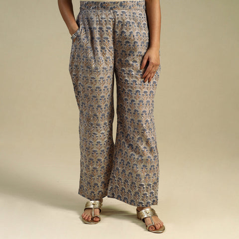 Brown Block Print Cotton Sanganeri Palazzo 