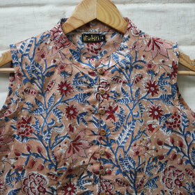 Brown - cotton sanganeri stitched blouse 12 - handcrafted