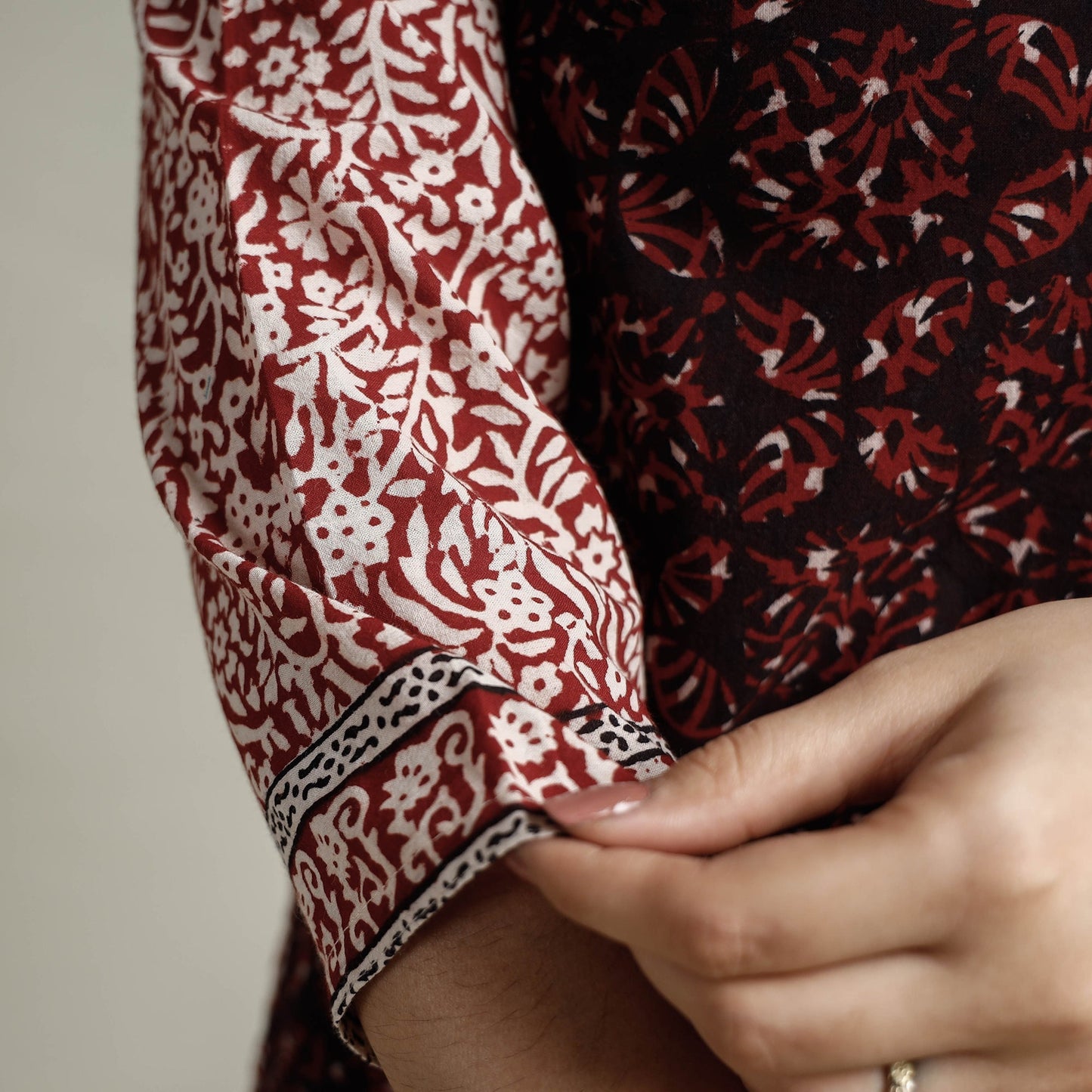 Buy Block Print Cotton Straight Bagh Kurta For Women