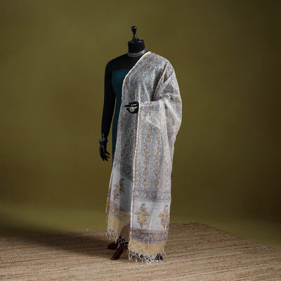 Kota doria silk cotton sanganeri floral dupatta 53