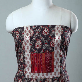 Buy Brown Block Print Cotton Ajrakh Kurta Material Online