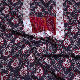 Buy Brown Block Print Cotton Ajrakh Kurta Material Online