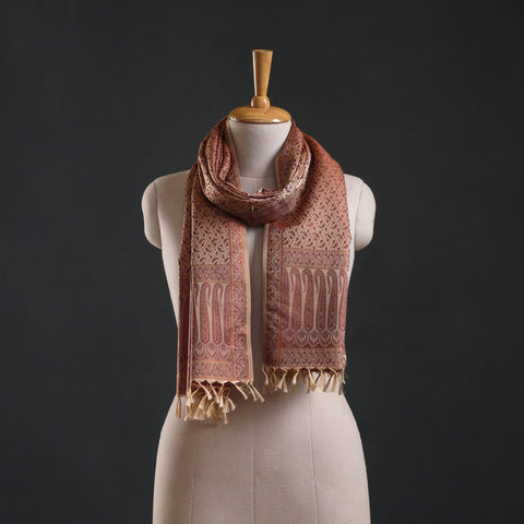 Brocade handloom semi silk banarasi stole 37 - handcrafted