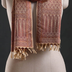 Brocade handloom semi silk banarasi stole 37 - handcrafted