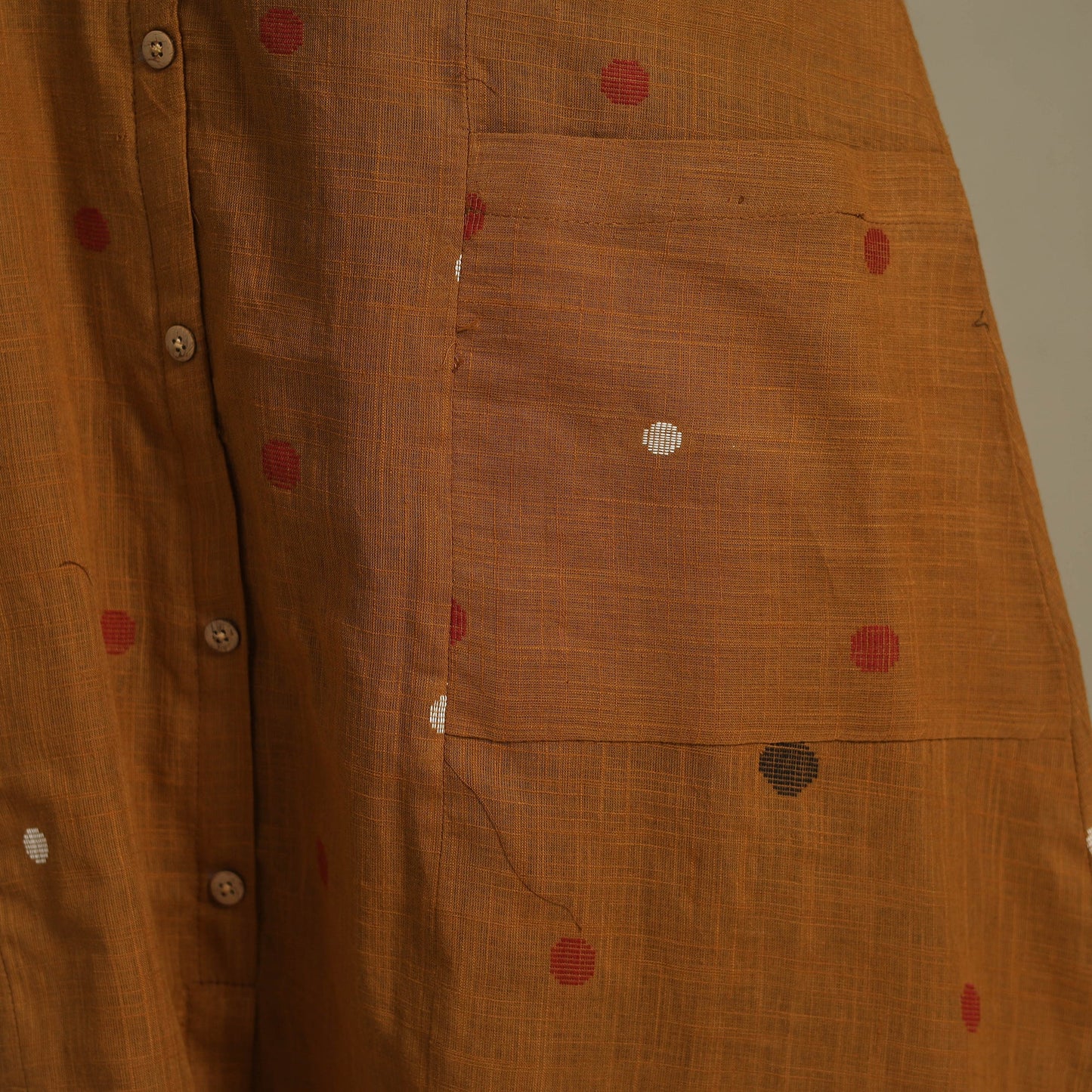 Brown - button down cotton jacquard dress 12 - handcrafted