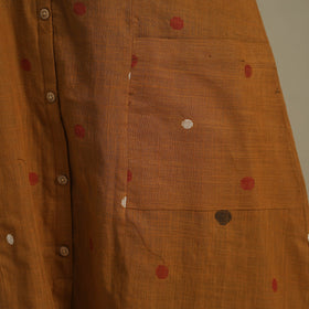 Brown - button down cotton jacquard dress 12 - handcrafted