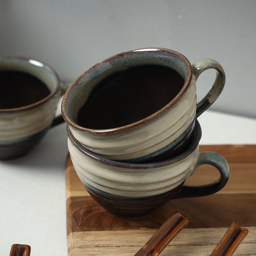  Brown Ceramic Mugs 