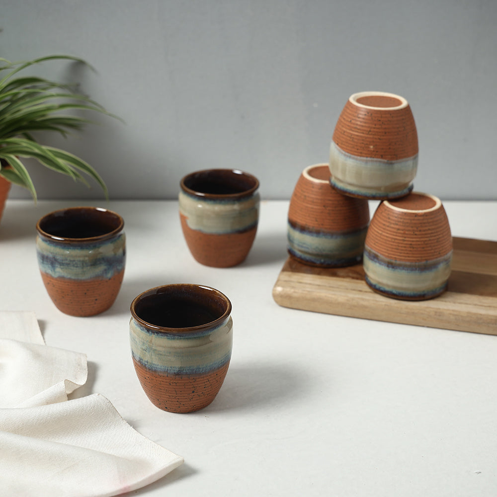  Ceramic Dual Tone Brown Kullad (Set of 6) 
