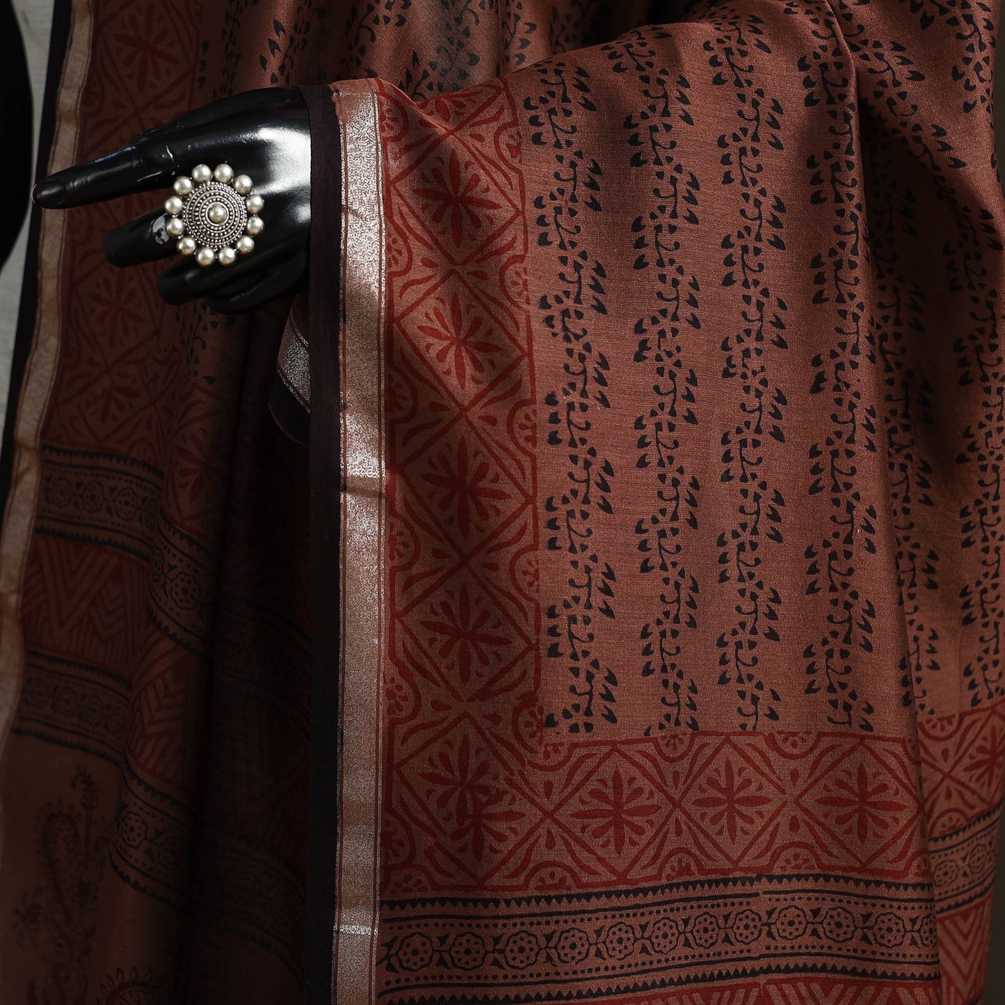 Chanderi silk bagh natural dyed dupatta with zari border 32