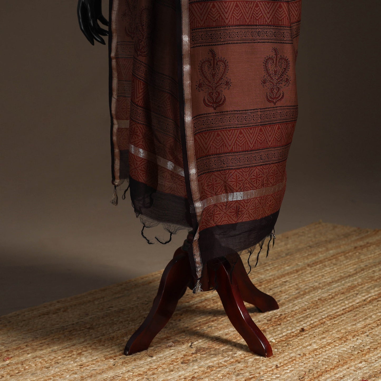 Chanderi silk bagh natural dyed dupatta with zari border 32