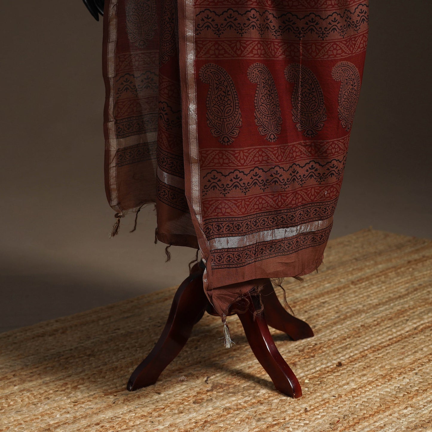 Chanderi silk bagh natural dyed dupatta with zari border 33