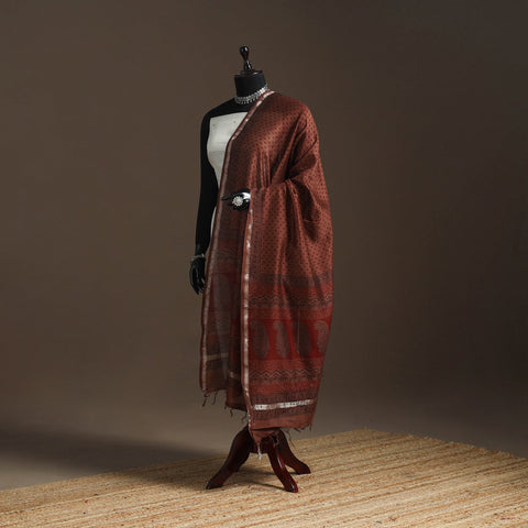 Chanderi silk bagh natural dyed dupatta with zari border 33