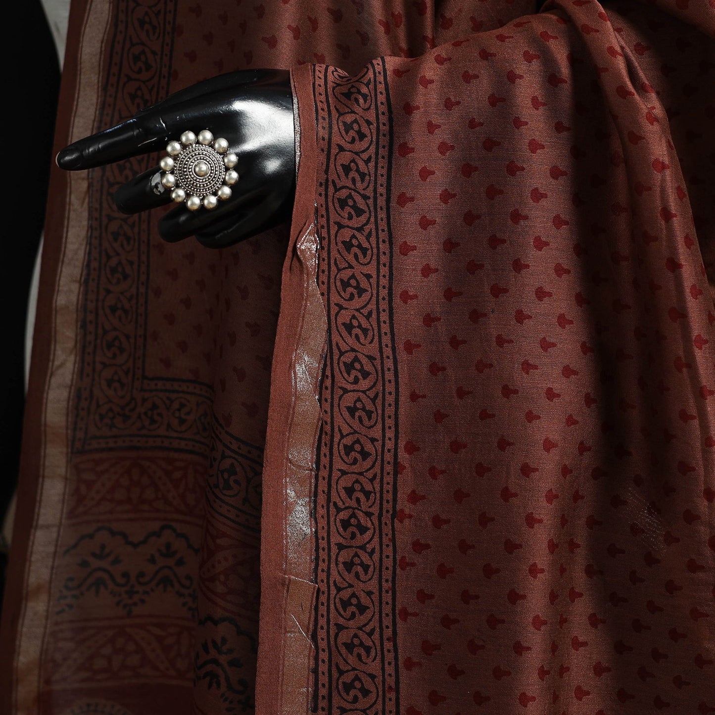 Chanderi silk bagh natural dyed dupatta with zari border 33