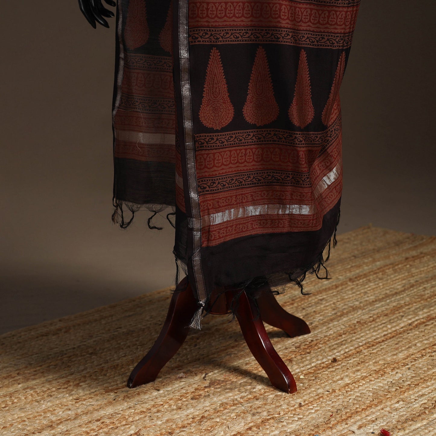 Chanderi silk bagh natural dyed dupatta with zari border 34