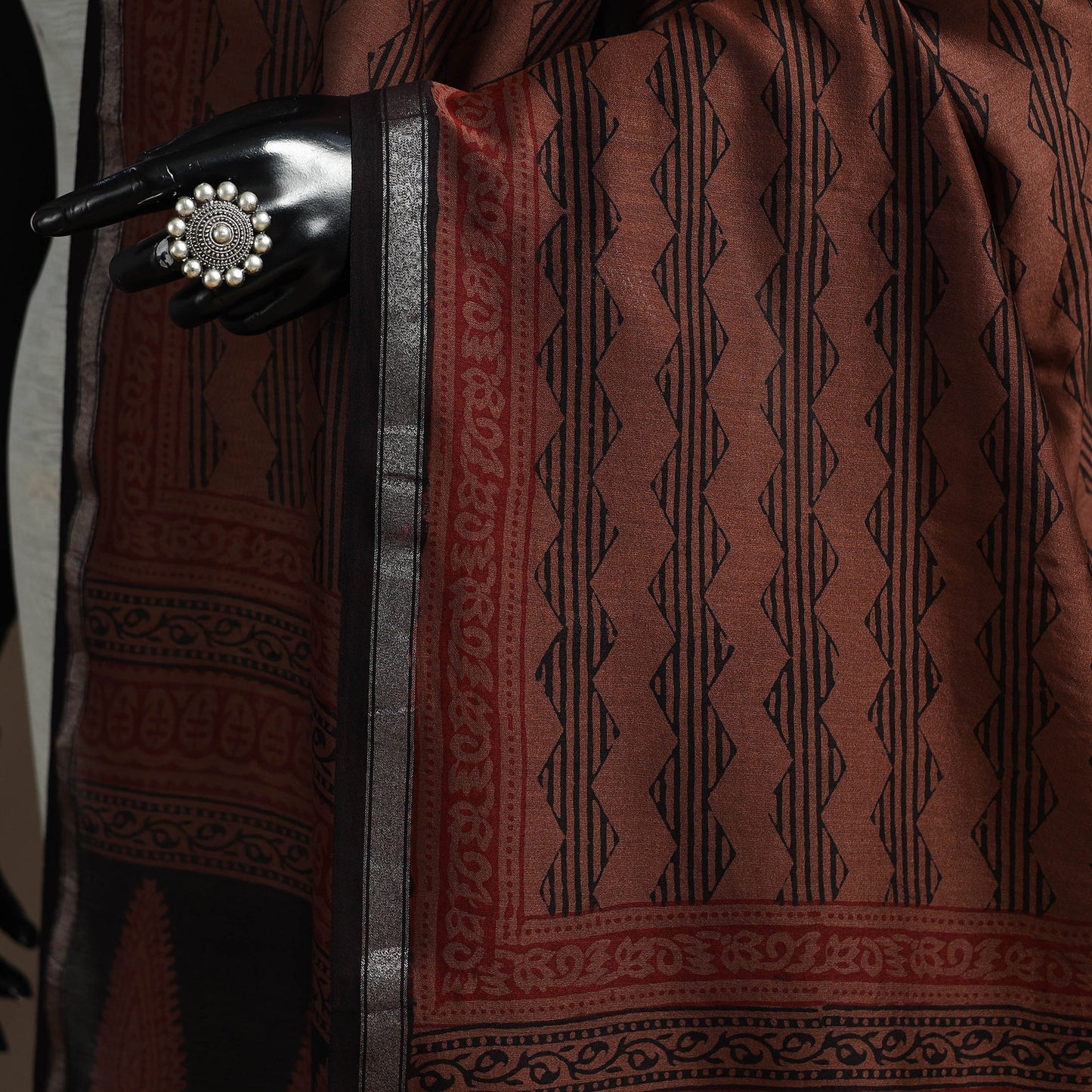 Chanderi silk bagh natural dyed dupatta with zari border 34