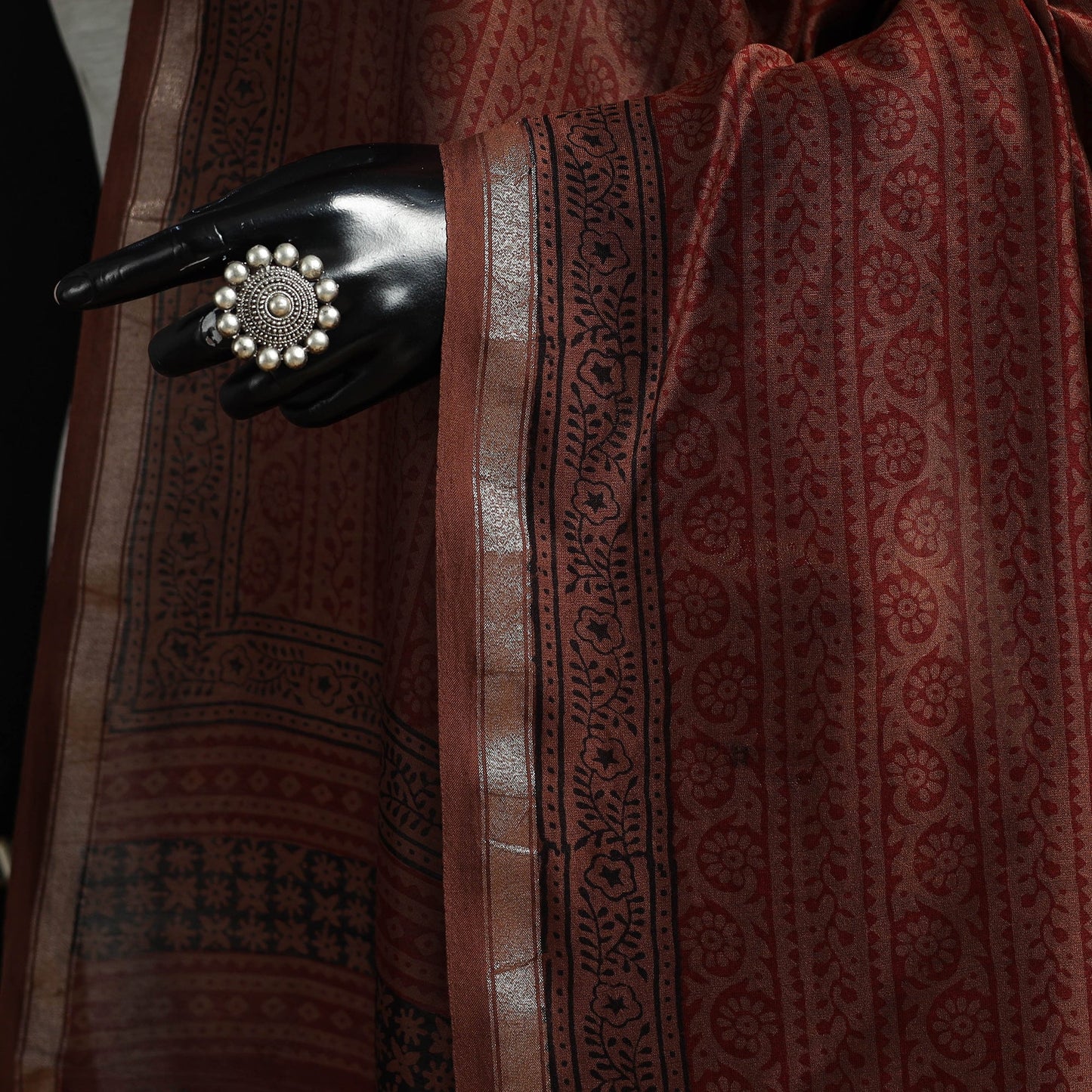 Chanderi silk bagh natural dyed dupatta with zari border 35