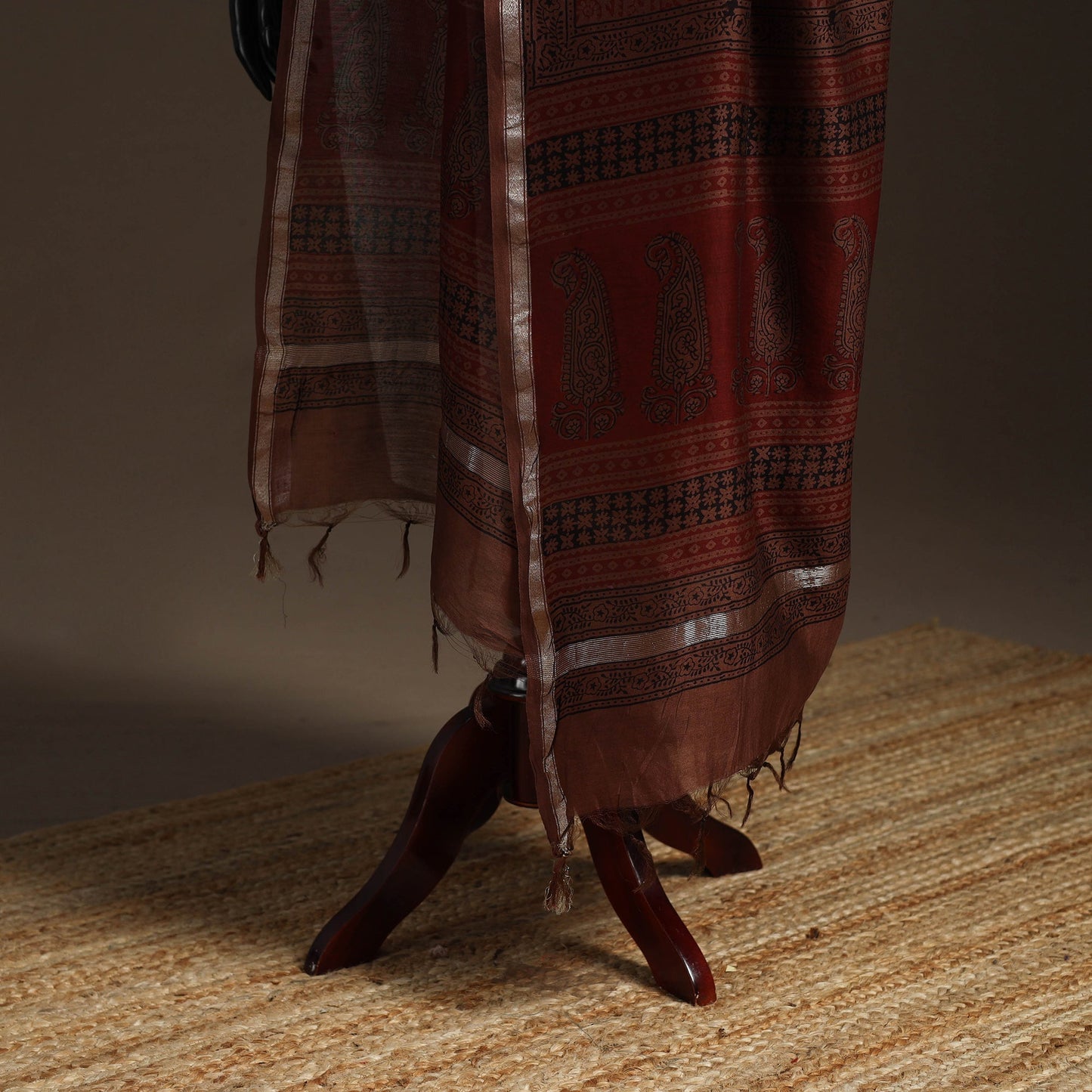 Chanderi silk bagh natural dyed dupatta with zari border 35