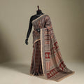 Brown - handloom chanderi silk bagh saree 09 - handcrafted
