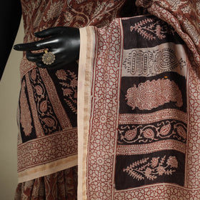 Brown - handloom chanderi silk bagh saree 15 - handcrafted