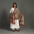 Buy Brown Block Print Chanderi Silk Bagru Dupatta