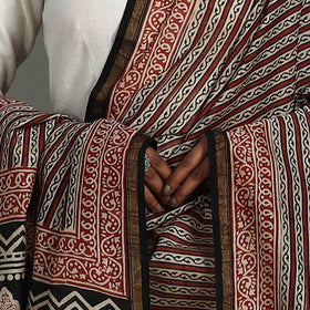 Buy Brown Block Print Chanderi Silk Bagru Dupatta