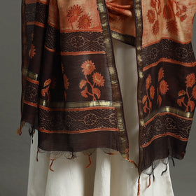 Block Print Chanderi Silk Ajrakh Dabu Bagru Dupatta