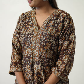  Brown Chanderi Silk Hand Block Bagru Print Kurta Set