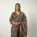  Brown Chanderi Silk Hand Block Bagru Print Kurta Set