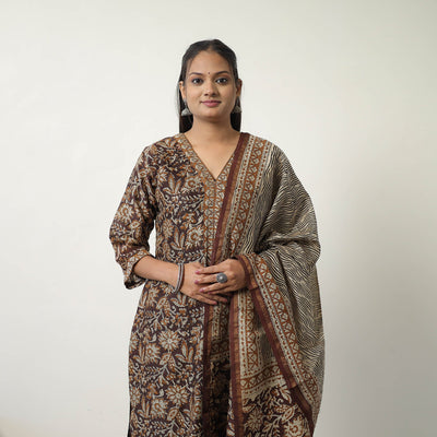  Brown Chanderi Silk Hand Block Bagru Print Kurta Set