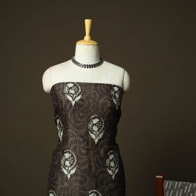Chanderi silk hand block bagru print 3pc unstitched dress