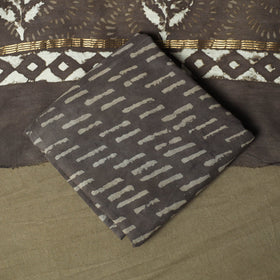 Chanderi silk hand block bagru print 3pc unstitched dress